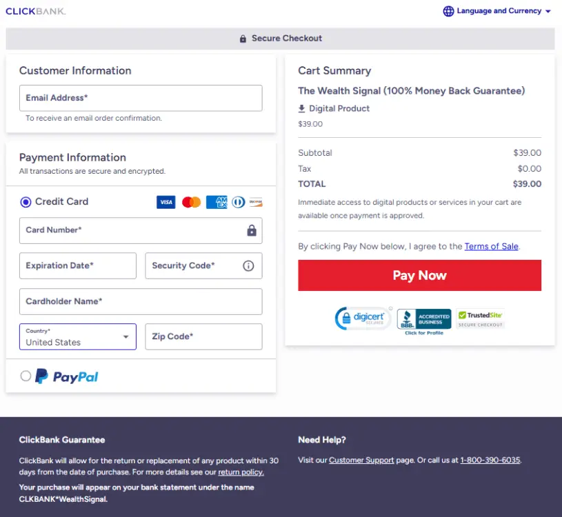 Secure Order Form